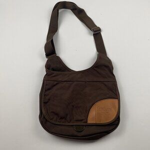 Overland Equipment Crossbody Bag Purse Shoulder Canvas Front Flap Brown Travel